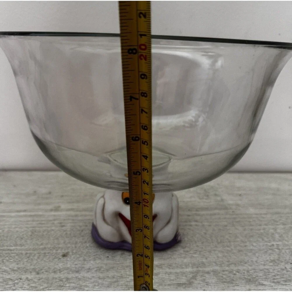 VTG LG Anchor Hocking Ghost Centerpiece Bowl Halloween Porcelain Base Orig Box